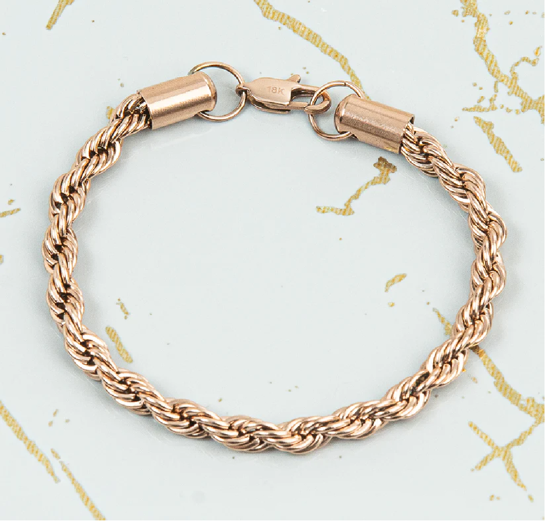 Pulsera Lazo Rosa Oro Laminado 18k